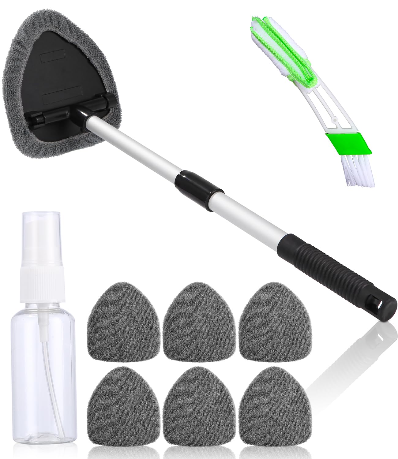 Huifoo Auto Scheibenreiniger mit 6 Mikrofaserpads und Sprühflaschen,Auto Fensterwischer Kit,autoscheiben innenreiniger mit Ausziehbarer Griff,180 Grad drehbar,Grau Huifoo Auto Scheibenreiniger mit 6 Mikrofaserpads und Sprühflaschen,Auto Fensterwischer Kit,autoscheiben innenreiniger mit Ausziehbarer Griff,180 Grad drehbar,Grau von Huifoo