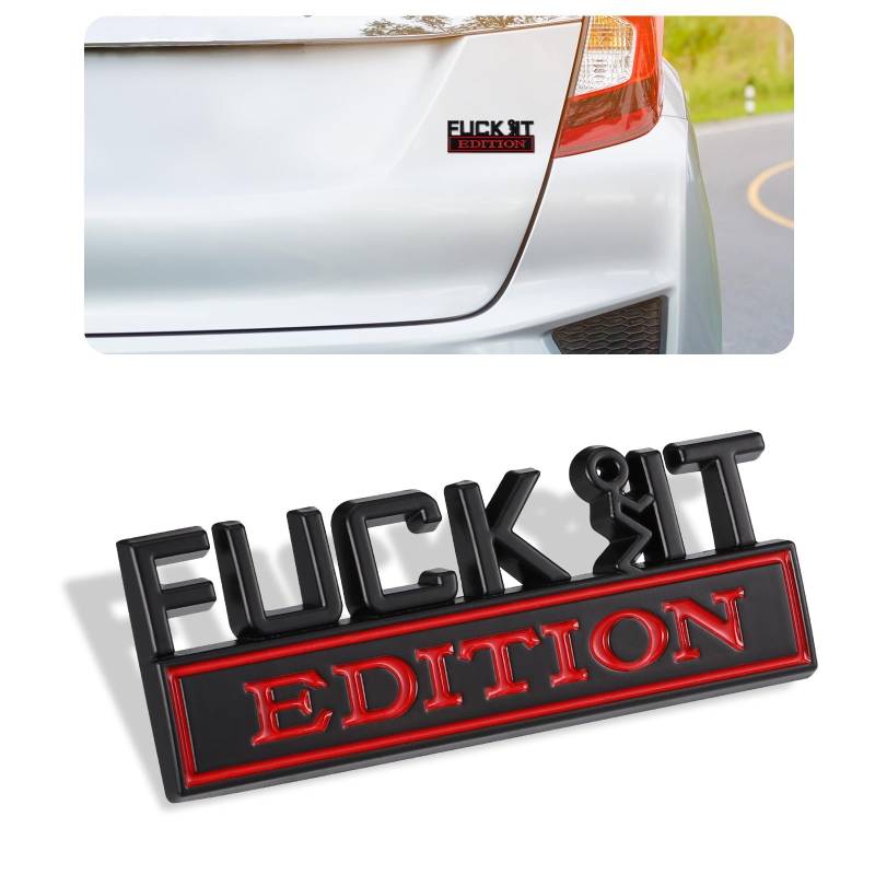 Huiguli Auto Aufkleber, Metall Auto Emblem, 3D Buchstaben Metallautoaufkleber, Personalisierte Dekoration für Innen oder Außen (Schwarz/Rot) von Huiguli