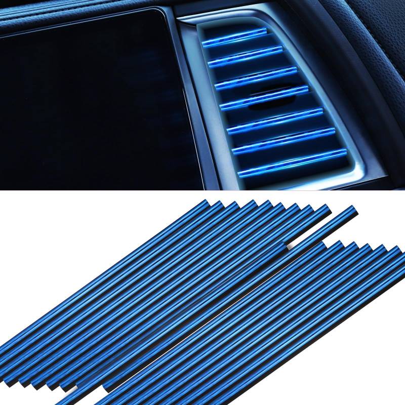 Huiguli Lüftungsschlitz Dekoration, 30 Stück Deko Innenraum, Schneidbar Luftauslass Streifen, Zubehör für Lüftungsöffnungen (20cm-Blau) von Huiguli