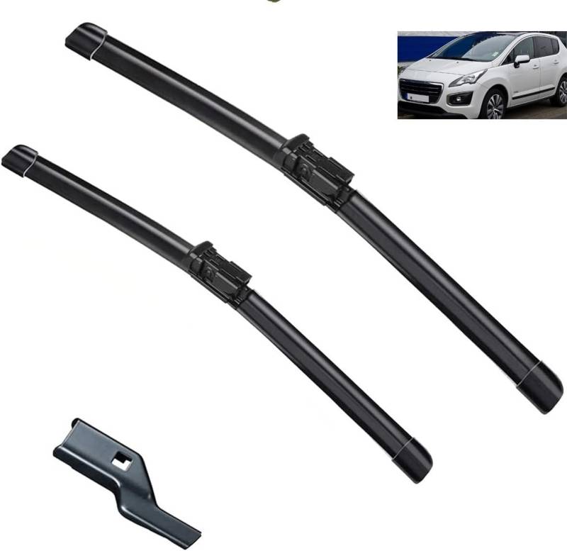 Scheibenwischer für Peugeot 3008 MK1 2008-2015 Front - Originalgröße - Leise & Kratzfrei - Einfache Montage - 2er Set von Huiloogye