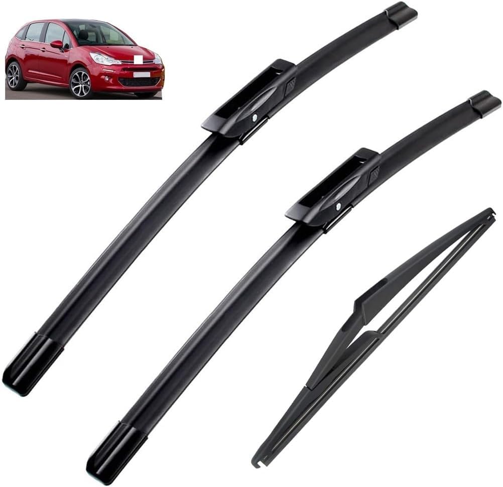 Wischer Front Und Heckscheibenwischer-Set Für Citroen C3 MK2 Hatchback 2009-2016 26"+16"+12", Scheibenwischer Heckwischer Vorne + Hinten Wischer Front Und Heckscheibenwischer-Set Für Citroen C3 MK2 Hatchback 2009-2016 26"+16"+12", Scheibenwischer Heckwischer Vorne + Hinten von Huiloogye