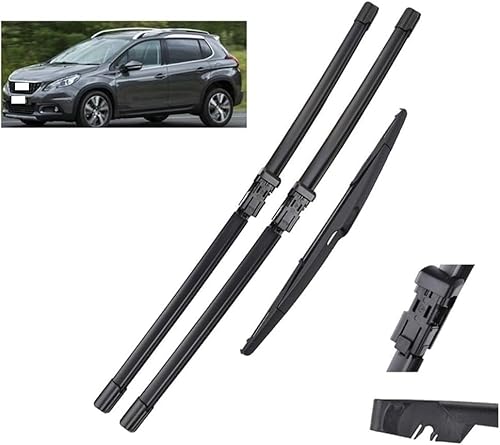 Wischer Front Und Heckscheibenwischer-Set Für Peugeot 2008 A94 2013-2018 26"+16"+12", Scheibenwischer Heckwischer Vorne + Hinten von Huiloogye