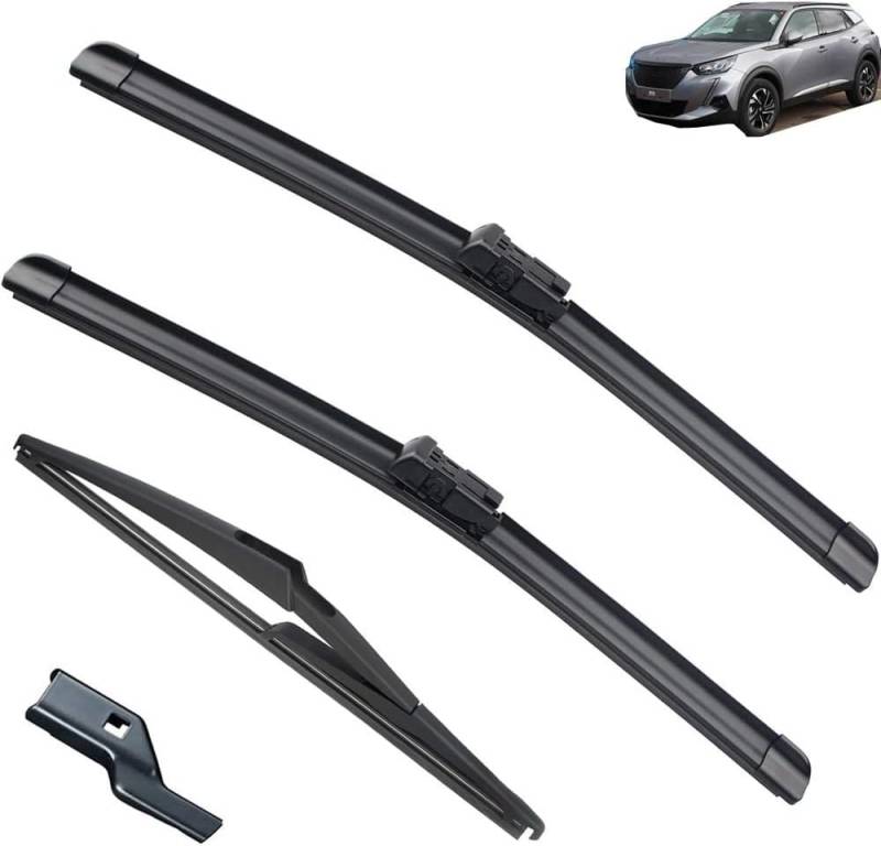 Wischer Front Und Heckscheibenwischer-Set Für Peugeot 2008 P24 MK2 2019-2023, Scheibenwischer Heckwischer Vorne + Hinten von Huiloogye