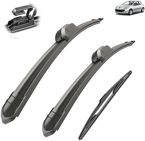 Wischer Front Und Heckscheibenwischer-Set Für Peugeot 206 Hatchback 2001-2006, Scheibenwischer Heckwischer Vorne + Hinten von Huiloogye