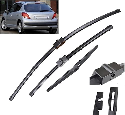 Wischer Front Und Heckscheibenwischer-Set Für Peugeot 207 Hatchback 2006-2014, Scheibenwischer Heckwischer Vorne + Hinten von Huiloogye