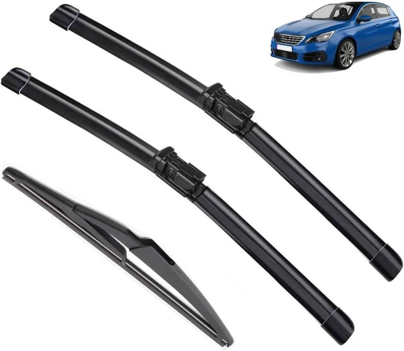 Wischer Front Und Heckscheibenwischer-Set Für Peugeot 308 T9 Hatchback 2014-2020, Scheibenwischer Heckwischer Vorne + Hinten von Huiloogye