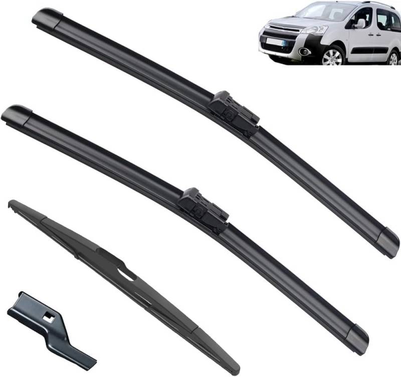 Wischer Front Und Heckscheibenwischer-Set Für Peugeot Partner 2 2008-2017, Scheibenwischer Heckwischer Vorne + Hinten von Huiloogye