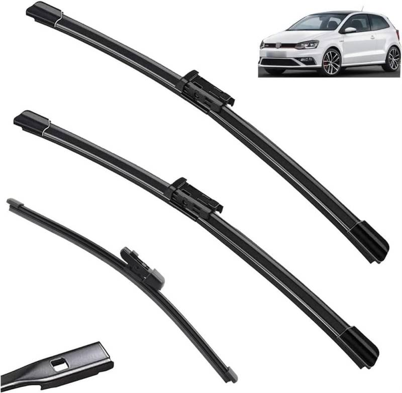 Wischer Front Und Heckscheibenwischer-Set Für VW Polo 6R Hatchback 2009-2017, Scheibenwischer Heckwischer Vorne + Hinten von Huiloogye