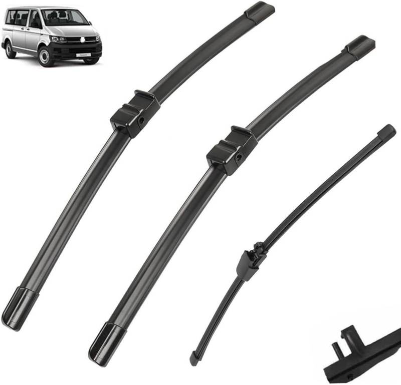 Wischer Front Und Heckscheibenwischer-Set Für VW T5 Transporter Caravelle Multivan California Kombi Shuttle 2003-2005, Scheibenwischer Heckwischer Vorne + Hinten von Huiloogye