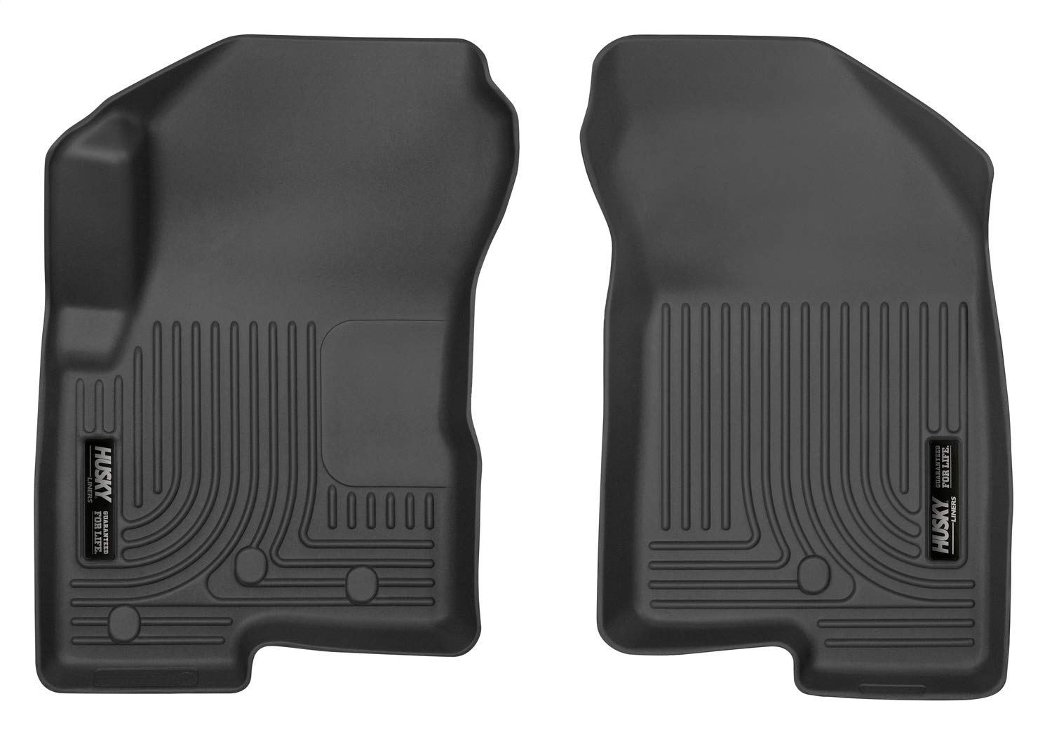 Husky Liners Weatherbeater Serie | Bodeneinlagen vorne – schwarz | 13001 | passend für 2007–2012 Dodge Calber, 2007–2017 Jeep Patriot/Kompass mit 1 Haltehaken, 2 Stück von HUSKY LINERS