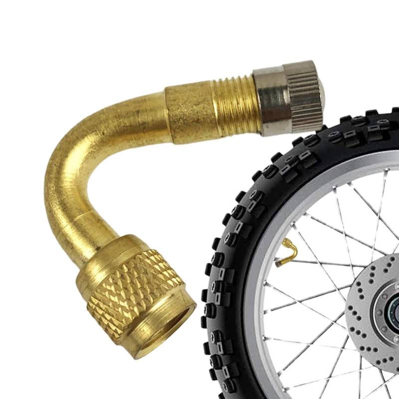 Huyeruie Reifenventil-Verlängerungsadapter, Ventilverlängerung, Ventilschaftverlängerung aus Messing, Adapter, Motorrad-Luft-Inflationsadapter mit 90-Grad-Biegung, Auto-Scooter-Ventilverlängerung für von Huyeruie