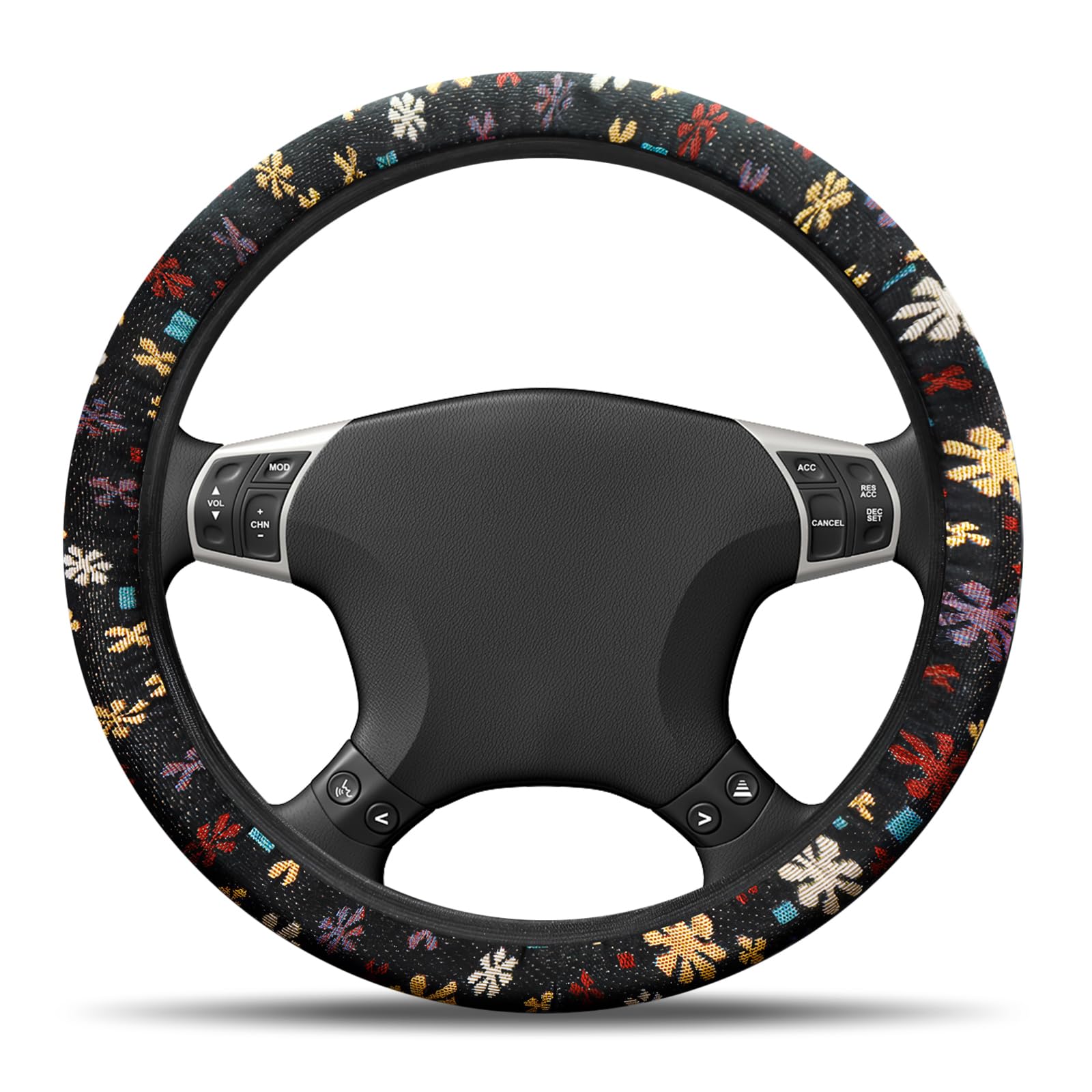 Hwtcjx Lenkradbezug, Auto Lenkradbezug, Drucken Lenkradhülle, Atmungsaktiv und Anti Rutsch, Universal Größe 38cm, Auto Lenkradhülle Geeignet für alle Jahreszeiten (Bunt) von Hwtcjx