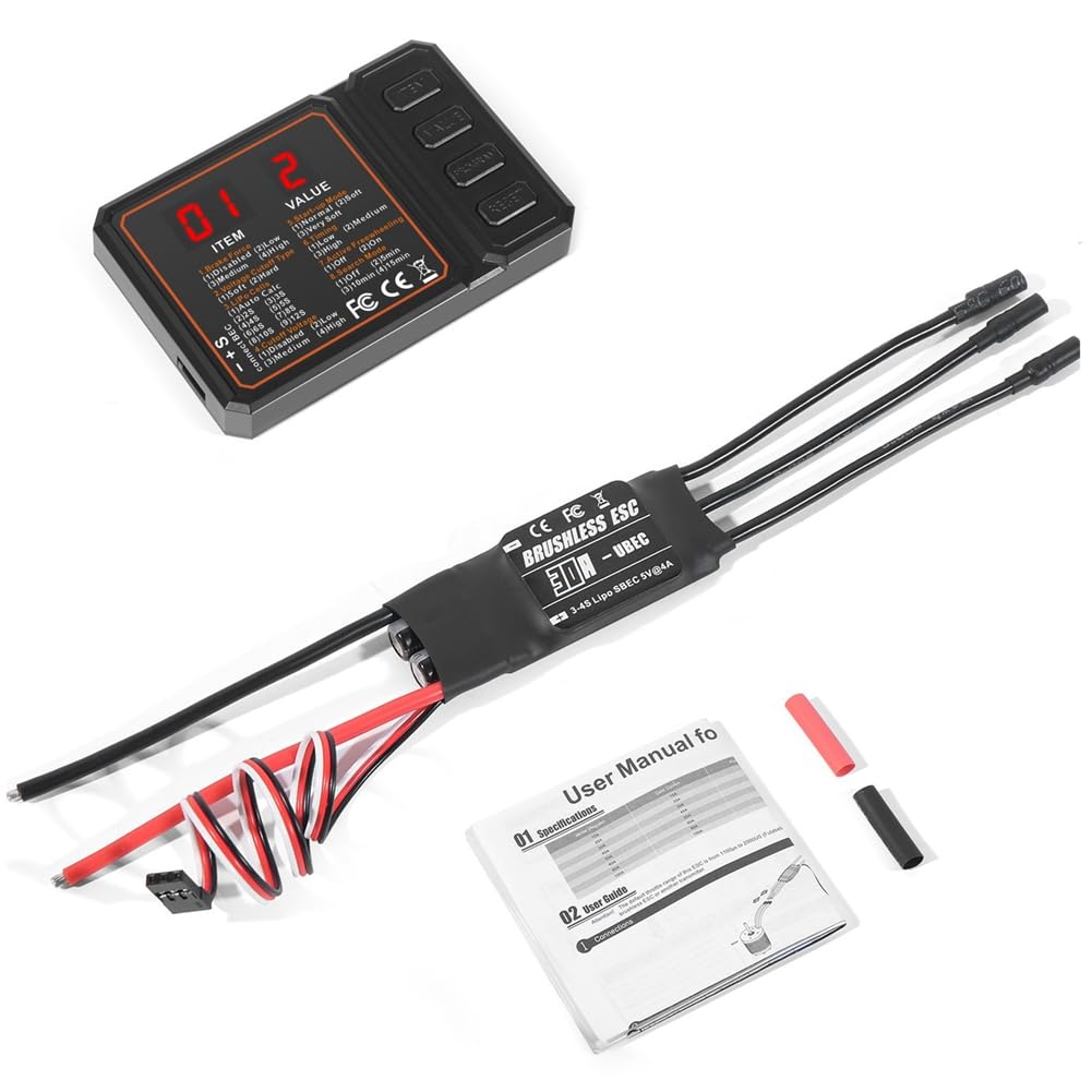 Hxhsgmeh 30A Brushless ESC 2-3S Lipo Unterstützung BEC Ausgang mit Programmierkarte für RC Auto Boot Flugzeug DIY Teile Hxhsgmeh 30A Brushless ESC 2-3S Lipo Unterstützung BEC Ausgang mit Programmierkarte für RC Auto Boot Flugzeug DIY Teile von Hxhsgmeh