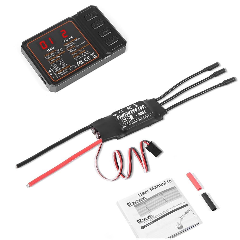 Hxhsgmeh 60A 2-3S Lipo Brushless ESC Unterstützung BEC-Ausgang mit Programmierkarte für RC Auto Boot Flugzeug DIY Teile Hxhsgmeh 60A 2-3S Lipo Brushless ESC Unterstützung BEC-Ausgang mit Programmierkarte für RC Auto Boot Flugzeug DIY Teile von Hxhsgmeh