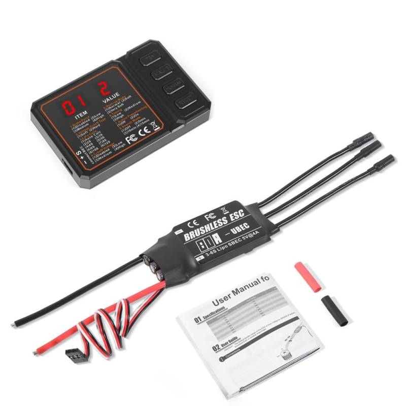 Hxhsgmeh 80A 2-3S Lipo Brushless ESC mit BEC-Ausgang und Programmierkarte für RC Auto Boot Flugzeug DIY Teile von Hxhsgmeh