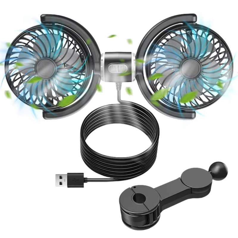 Hxhsgmeh Auto-Sitzrücken-Kühlventilator Auto-Kopfstützenventilator 360° Drehbarer Auto-Nackenkühlventilator für Auto Fahrzeug SUV von Hxhsgmeh