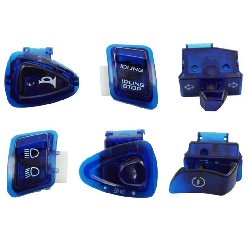 Hxhsgmeh Moped Roller Schalterknopf für GY6 50cc 125cc 150cc ATV Moped Roller Motorrad Hupe Dimmer Lenker Schalter Blau von Hxhsgmeh