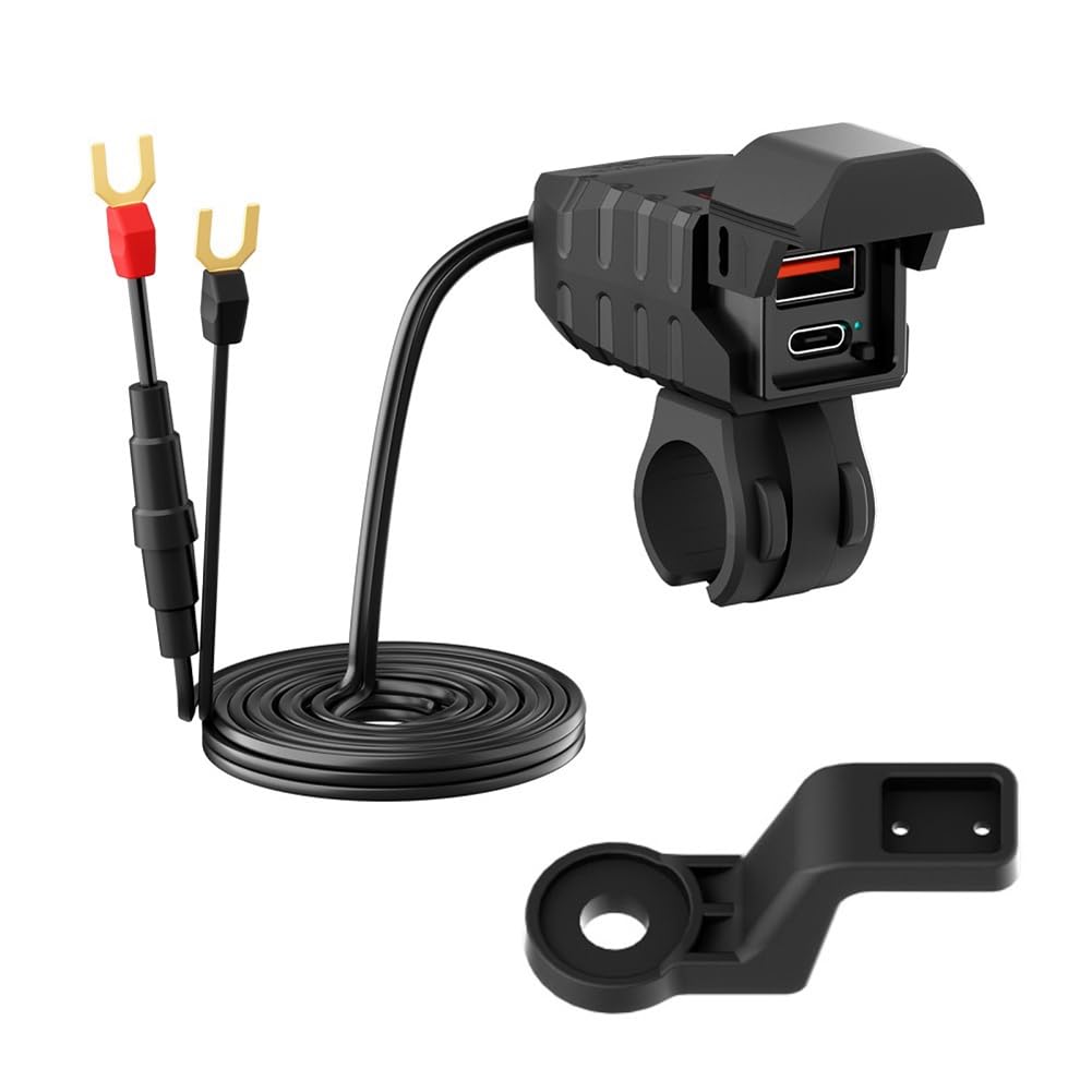 Hxhsgmeh QC3.0 Motorrad USB Ladegerät Wasserdicht PD3.0 Port Buchse Lenker Schnellladegerät Adapter mit Voltmeter Zubehör Hxhsgmeh QC3.0 Motorrad USB Ladegerät Wasserdicht PD3.0 Port Buchse Lenker Schnellladegerät Adapter mit Voltmeter Zubehör von Hxhsgmeh