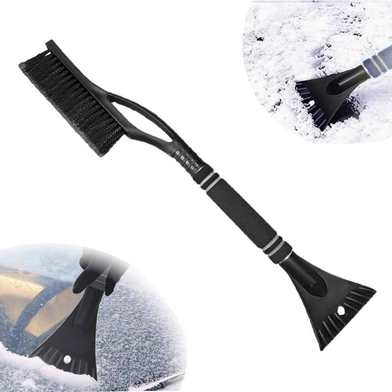 2 in1 Schneebesen Auto Ausziehbar, Eiskratzer Auto mit Besen, Schneebesen Auto Teleskop, 60cm Lang mit Wärmendem, Rutschfestem Griff, Stabiler Scheibenkratzer Auto Schneebesen Auto Lackschonend(B) von Hyfkjdm