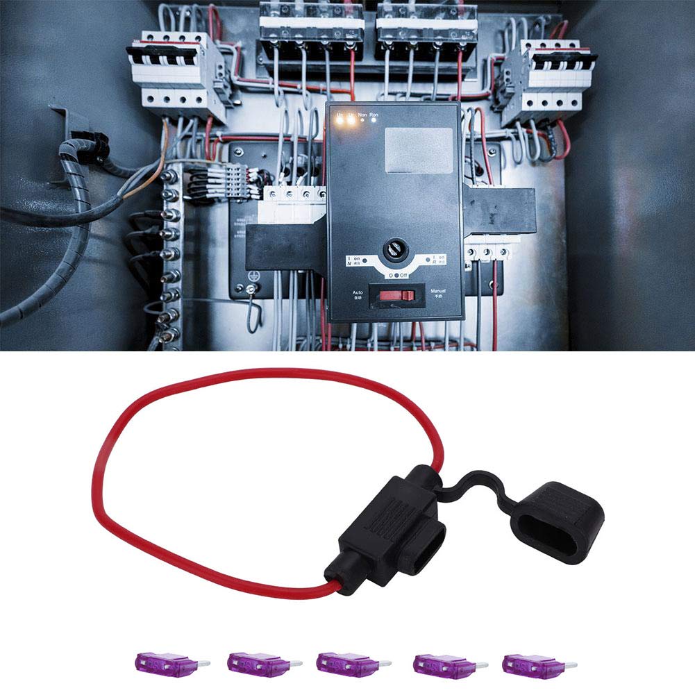 Hyuduo 5-teiliges ATC ATO Blade Kit, In-Line-Halter mit Wasserdichter Abdeckung, Einfache Installation für Auto, Boote, Wohnmobile, 12 V DC (+5PCS 3A Sicherung) von Hyuduo
