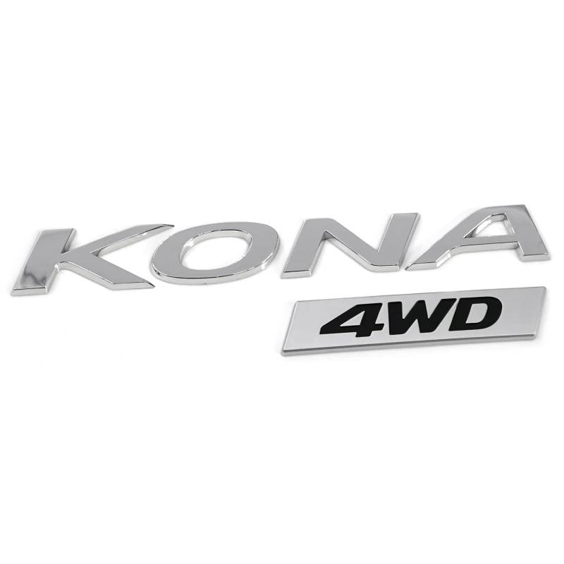 Hyundai 86310J9200 Schriftzug Kona 4WD Aufkleber Heckklappe Emblem Modellschriftzug Logo, Chrom, Silber von Hyundai