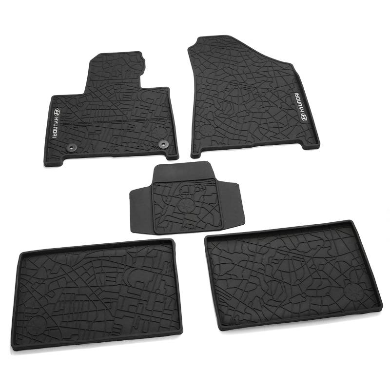 Hyundai P7131ADE00 Fußmatten Gummi Premium Allwetterfußmatten 5X Gummimatten, schwarz, mit Schriftzug von Hyundai