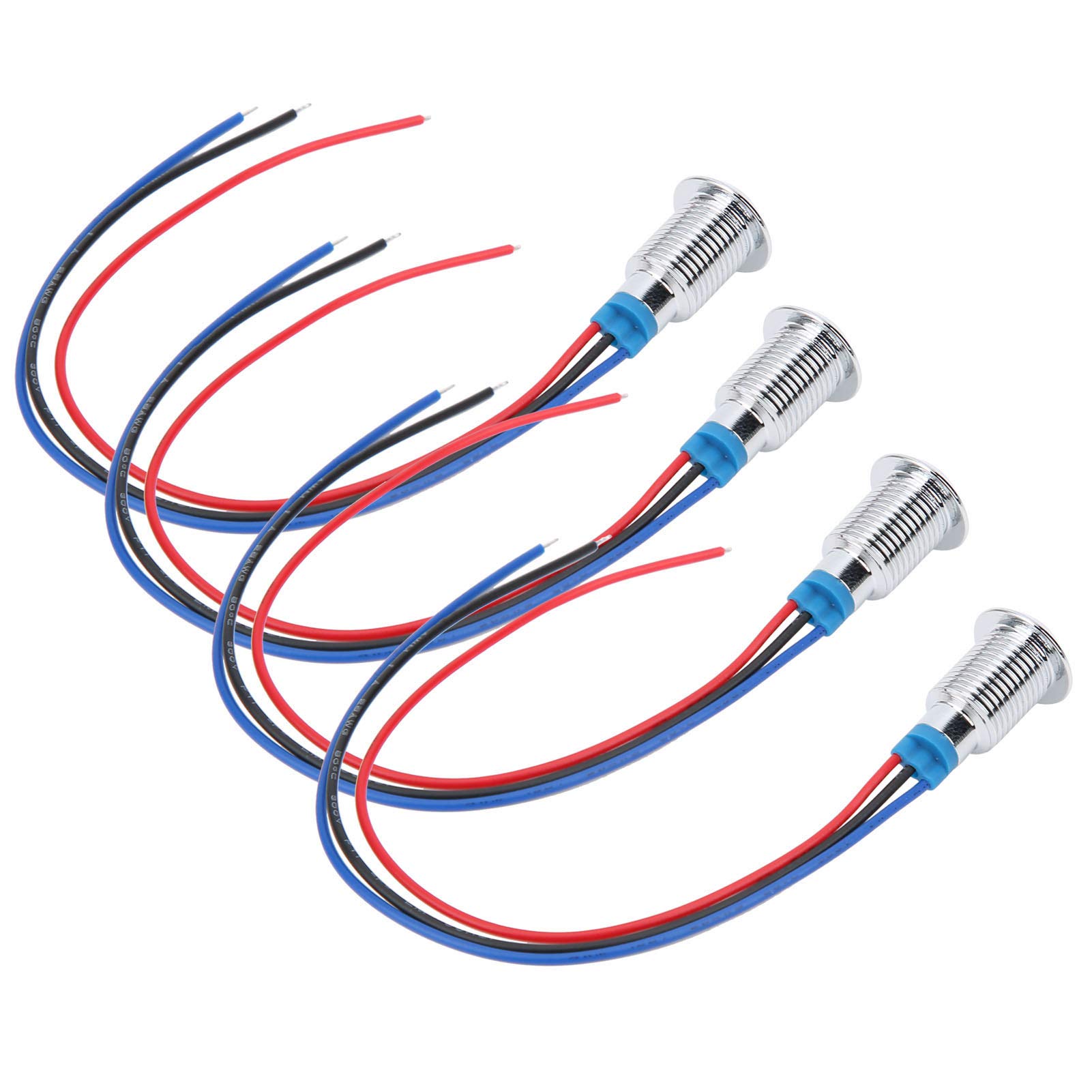 Vorverdrahtete Runde LEDs Dual -Farb -Indikatorlichter für die Modifikation für Auto/Computer Wasserdichte 2 Color LEDs, 4 Sätze (Rotblau) von Hztyyier