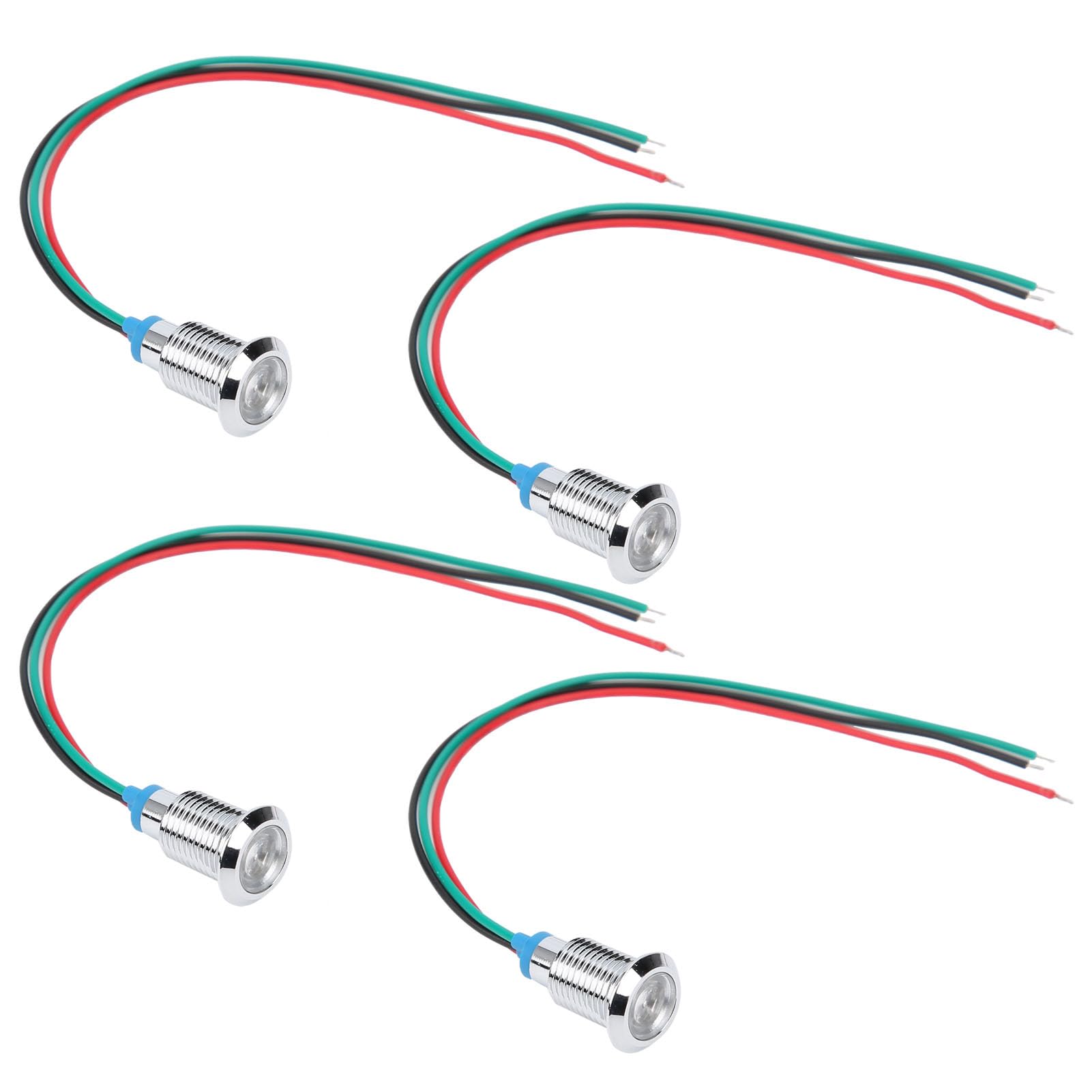 Vorverdrahtete Runde LEDs Dual -Farb -Indikatorlichter für die Modifikation für Auto/Computer Wasserdichte 2 Color LEDs, 4 Sätze (rot grün) von Hztyyier