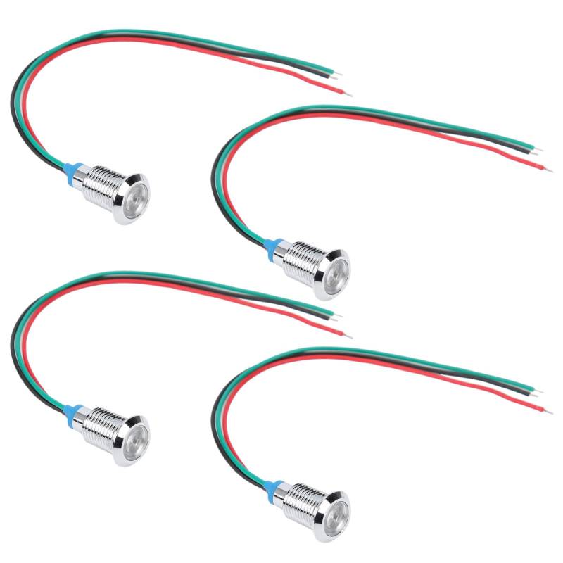 Vorverdrahtete Runde LEDs Dual -Farb -Indikatorlichter für die Modifikation für Auto/Computer Wasserdichte 2 Color LEDs, 4 Sätze (rot grün) von Hztyyier