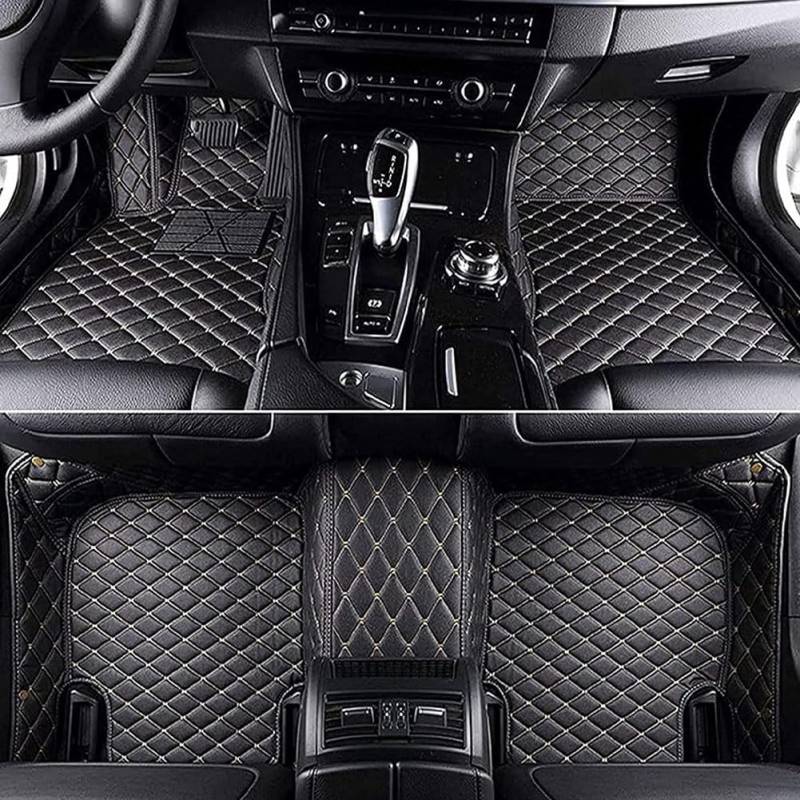Auto PU-Leder Fußmatten für Lexus LS460 Long 2006-2023, Custom Alles Inklusive Bodenmatten Anti-Rutsch Fußpolster Automatten Innenteile Zubehör,E/BlackBeige von IACNAY
