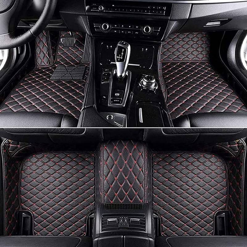 Auto PU-Leder Fußmatten für Lexus RZ 2023, Custom Alles Inklusive Bodenmatten Anti-Rutsch Fußpolster Automatten Innenteile Zubehör,C/BlackRed von IACNAY