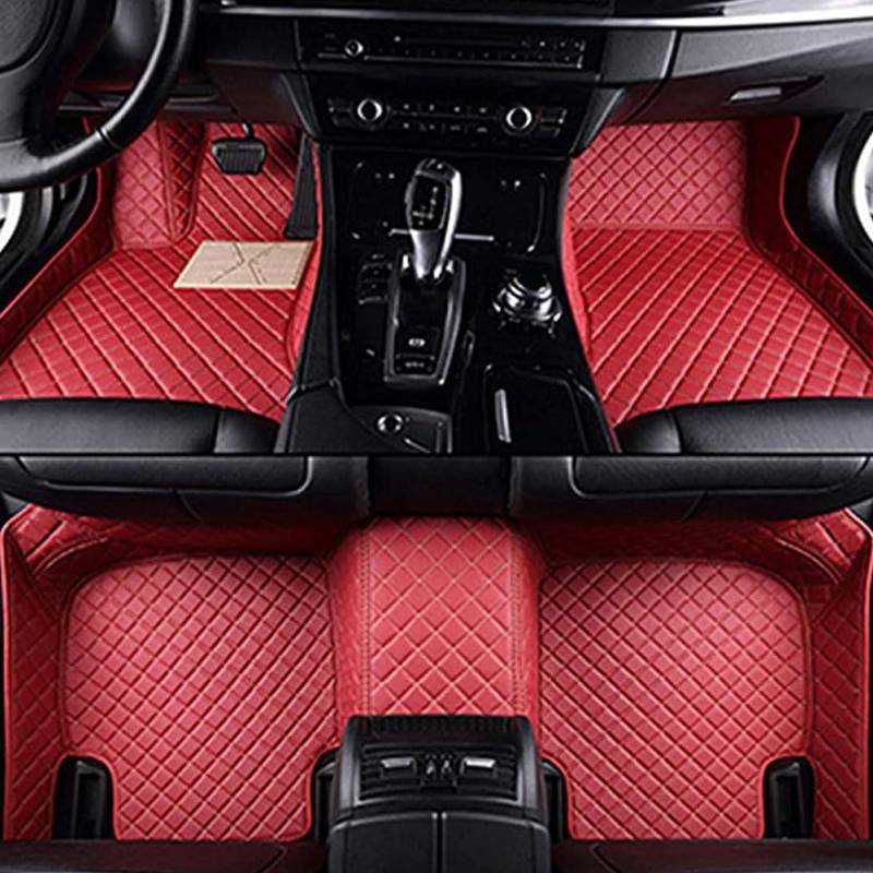 Auto PU-Leder Fußmatten für MG Navigators 2020-2023, Custom Alles Inklusive Bodenmatten Anti-Rutsch Fußpolster Automatten Innenteile Zubehör,I/Red von IACNAY