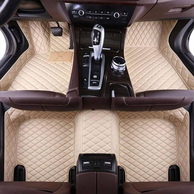 Auto PU-Leder Fußmatten für MG ONE 2022-2023, Custom Alles Inklusive Bodenmatten Anti-Rutsch Fußpolster Automatten Innenteile Zubehör,B/Beige von IACNAY
