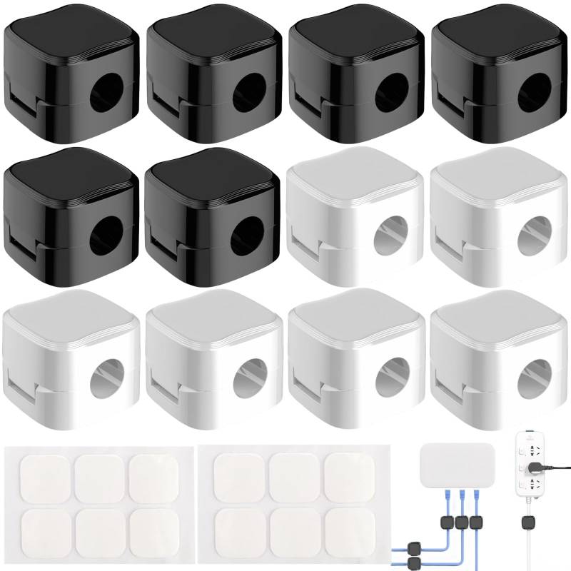 Kabelhalter Schreibtisch Magnetisch,12pcs Kabelhalter Selbstklebend,Kabelclips Magnetisch,Kabelhalter Kabelclips Kabel Management,Magnetische Schreibtisch Kabel Organizer,Kabelhalter Kabelclips von IATAHI