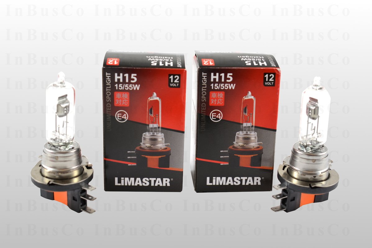 2 Lampen H15 12V 15W/55W GLÜHBIRNE BIRNE Original LIMASTAR für Fernlicht und Tagesfahrlicht von IBC Lampe