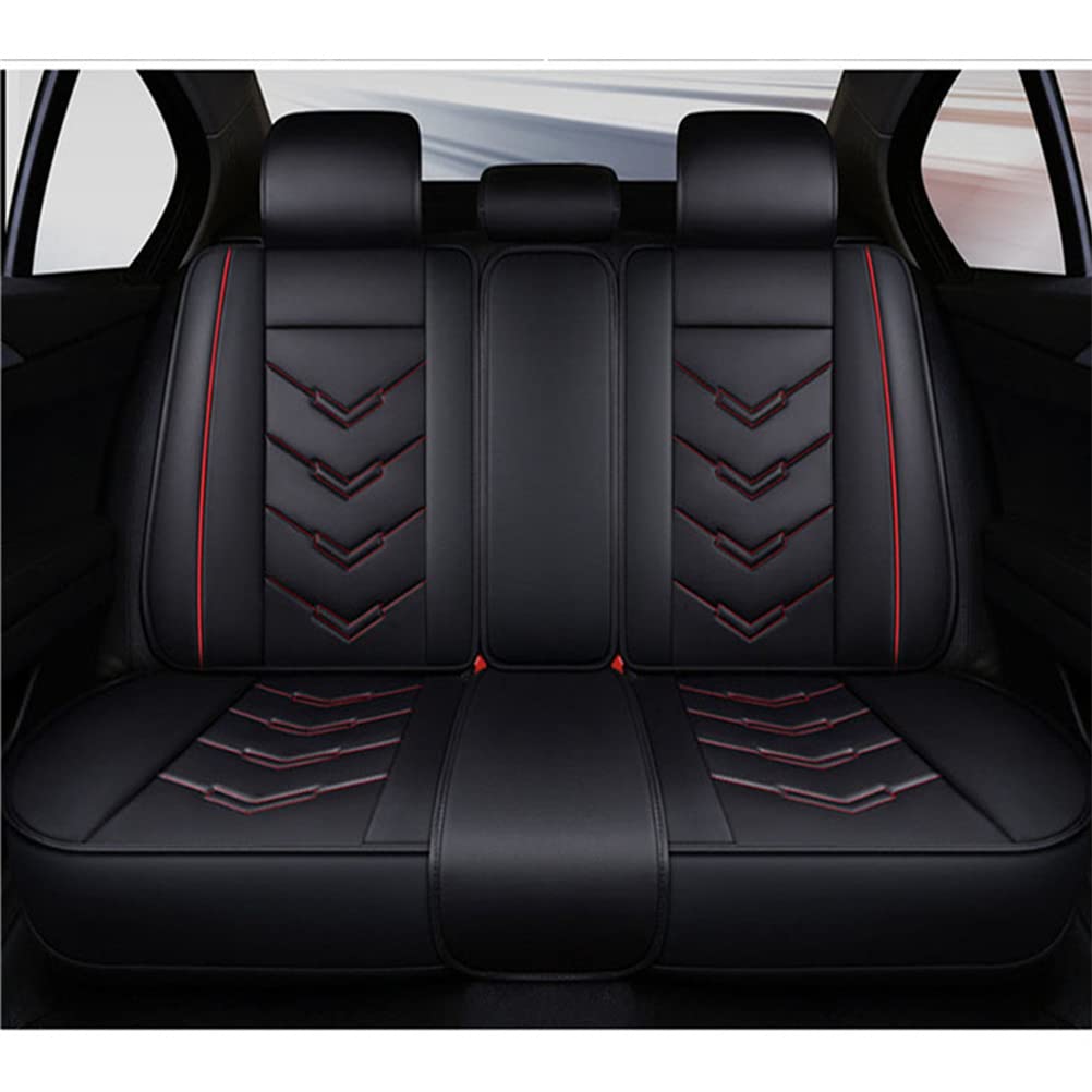 IBCEL Kompletter Satz Autositzbezüge 5 Sitz Leder für Audi A5 Fahrzeugsitzbezüge Kissen Vorne Hinten Sitzbezüge Schwarz Rot von IBCEL