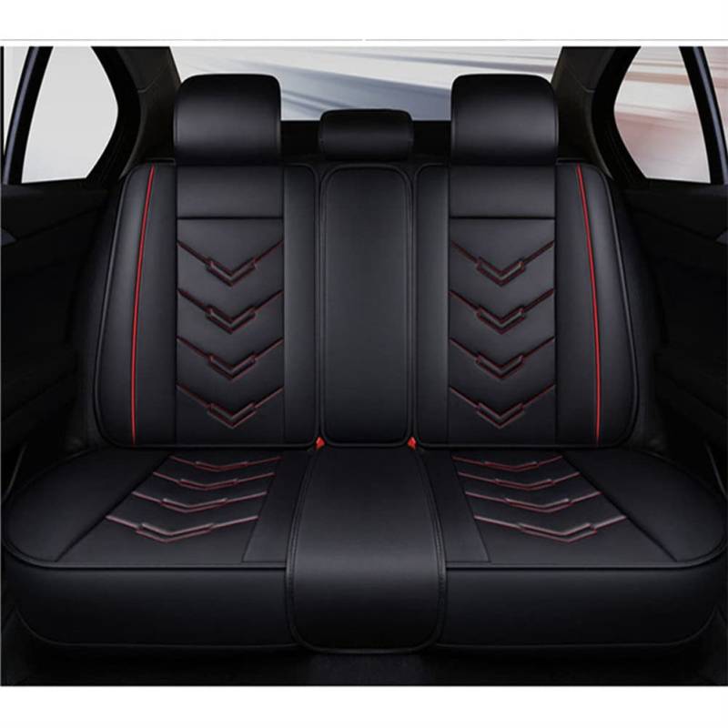 IBCEL Kompletter Satz Autositzbezüge 5 Sitz Leder für Audi Q5 Fahrzeugsitzbezüge Kissen Vorne Hinten Sitzbezüge Schwarz Rot von IBCEL