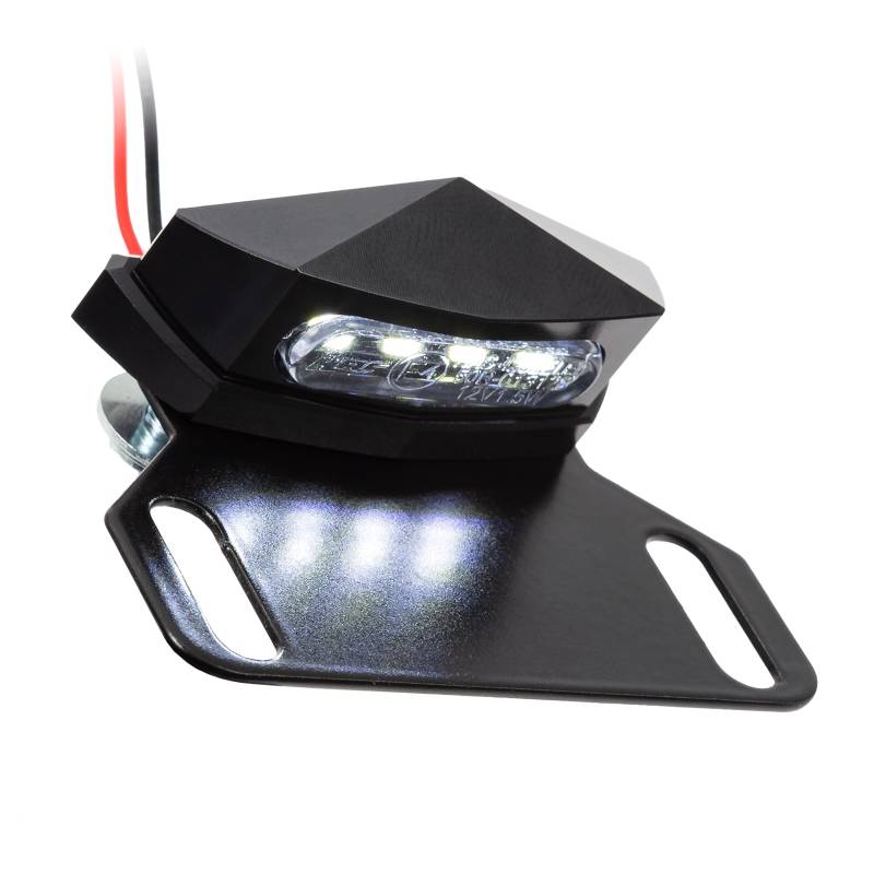 LED-Kennzeichenbeleuchtung Diamond schwarz E-geprüft inklusive Halter zur Befestigung von Kennzeichenbeleuchtung Universal Motorrad Roller Nummernschildbeleuchtung Nummernschild von IBEX