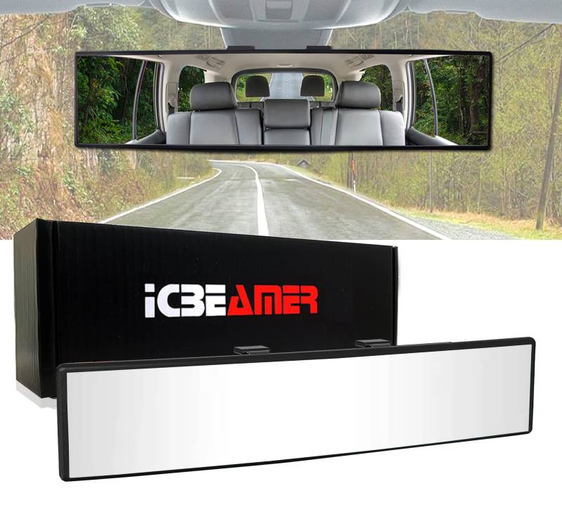 ICBEAMER Universal-Panorama-Auto-Innenspiegel, 240 mm, zum Anklippen, flache und transparente Oberfläche, 23,9 cm von ICBEAMER