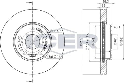 Bremsscheibe Scheibenbremse 2x für 43512-02330 TOYOTA AURIS E18 2012-2018 Bremsscheibe Scheibenbremse 2x für 43512-02330 TOYOTA AURIS E18 2012-2018 von ICER