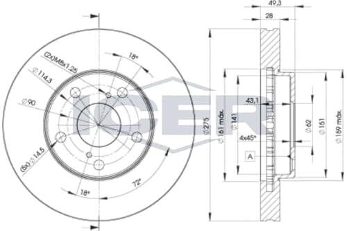 Bremsscheibe Scheibenbremse 2x für 43512-07020 43512-33040 43512-33041 LEXUS ES F1 F2 1993-1997 Bremsscheibe Scheibenbremse 2x für 43512-07020 43512-33040 43512-33041 LEXUS ES F1 F2 1993-1997 von ICER