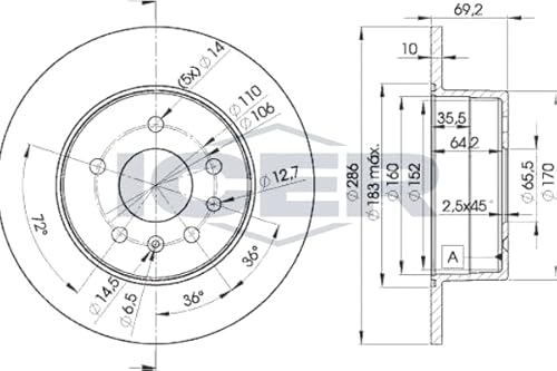 Bremsscheibe Scheibenbremse 2x für 4565693 4837027 4839338 OPEL VECTRA B J96 1995-2002 Bremsscheibe Scheibenbremse 2x für 4565693 4837027 4839338 OPEL VECTRA B J96 1995-2002 von ICER