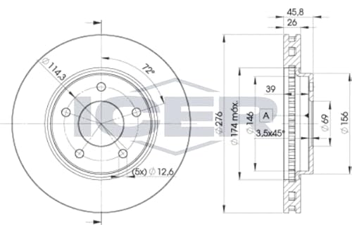Bremsscheibe Scheibenbremse 2x für 4614A190 4615A115 4615A190 MITSUBISHI LANCER VII CS CT 2007-2013 Bremsscheibe Scheibenbremse 2x für 4614A190 4615A115 4615A190 MITSUBISHI LANCER VII CS CT 2007-2013 von ICER