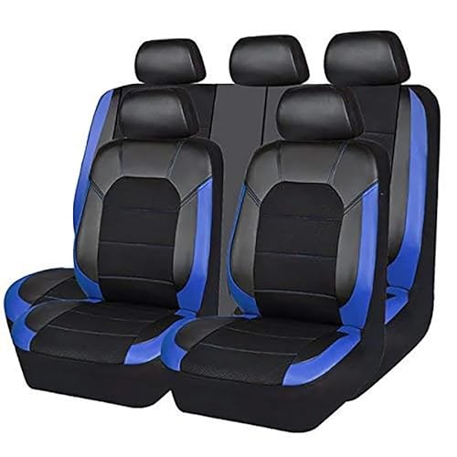 ICOBES Sitzbezüge Auto Leder Komplettset für Suzuki Swift 2013-2023, Wasserdichtes Sitzbezüge Auto Vordersitze und Rückbank Komplettset for Auto Zubehör Innenraum,A/Black-Blue von ICOBES