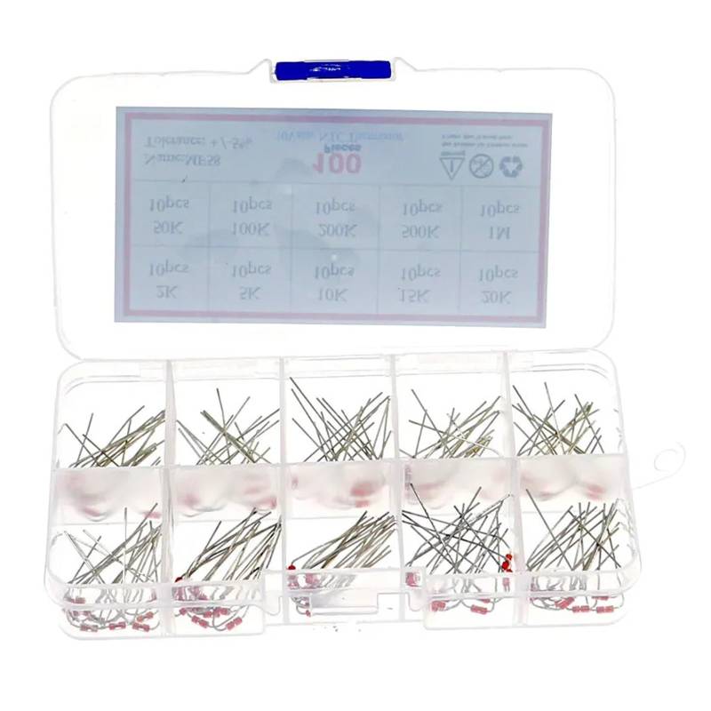 100PCS/Box 10value x 10pcs MF58 Thermistor Resistor Kit NTC-MF58 1K 2K 5K 10K 20K 50K 100K 200K 500K 1M +/-5% 3950 3950B ICXLPMC von ICXLPMC