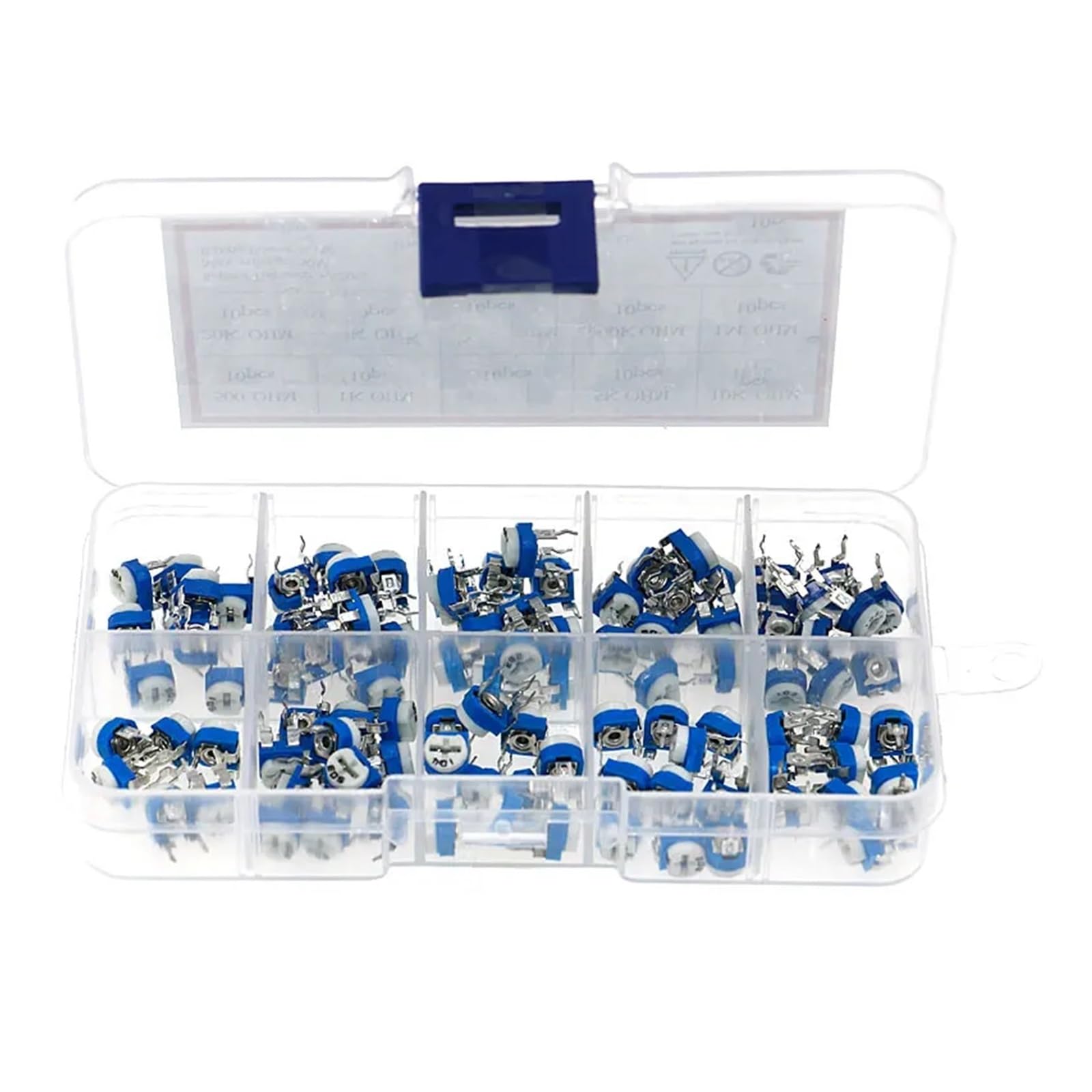 100Pcs 10 Values Variable Resistor 500R To 1M RM065 Carbon Film Horizontal Trimpot Potentiometer Assortment Kit ICXLPMC von ICXLPMC
