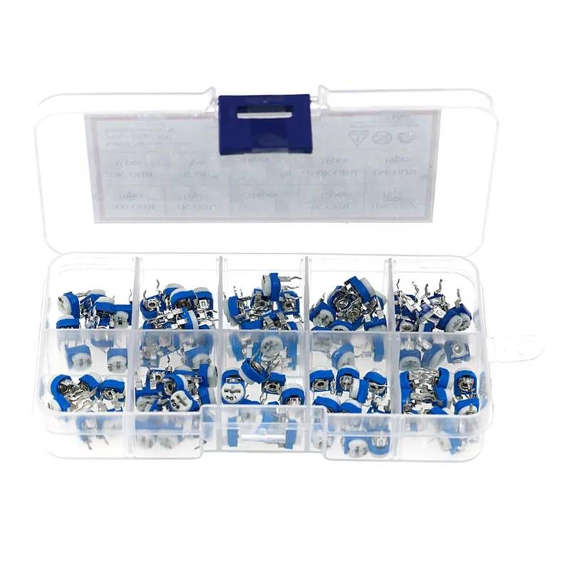 100Pcs 10 Values Variable Resistor 500R To 1M RM065 Carbon Film Horizontal Trimpot Potentiometer Assortment Kit ICXLPMC von ICXLPMC