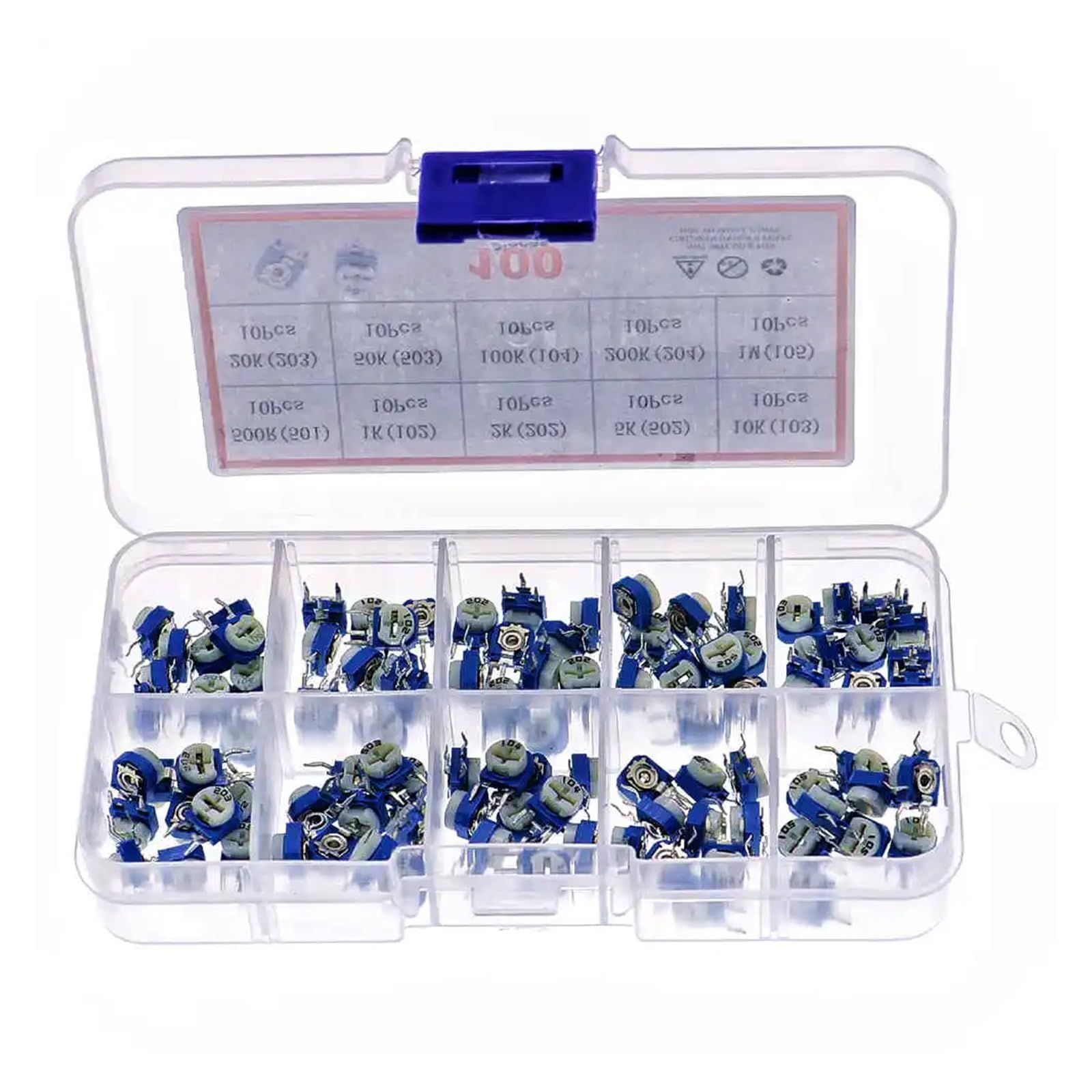 100pcs 10Kinds x 10pcs RM063 Horizontal Trimpot Potentiometer Assortment Kit Box ICXLPMC 100pcs 10Kinds x 10pcs RM063 Horizontal Trimpot Potentiometer Assortment Kit Box ICXLPMC von ICXLPMC