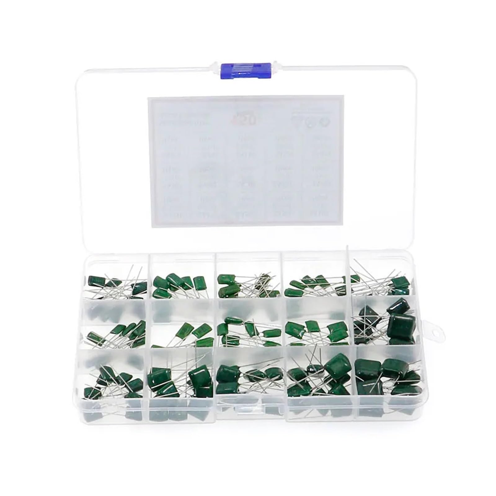 150pcs/Box 15 Values Mylar Polyester Film Capacitor Assortment Kit 0.22NF to 470NF / 100V with Case DIY ICXLPMC von ICXLPMC