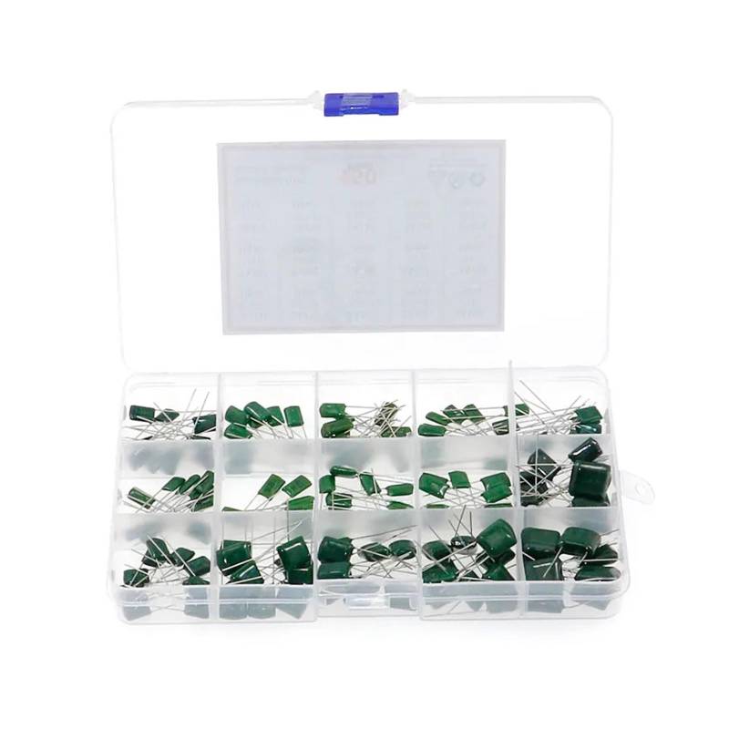 150pcs/Box 15 Values Mylar Polyester Film Capacitor Assortment Kit 0.22NF to 470NF / 100V with Case DIY ICXLPMC von ICXLPMC